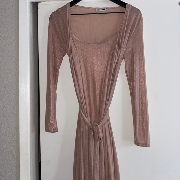 Fashion Nova Dress with Matching Cardigan in Shimmering Pink - Picture 1 of 5